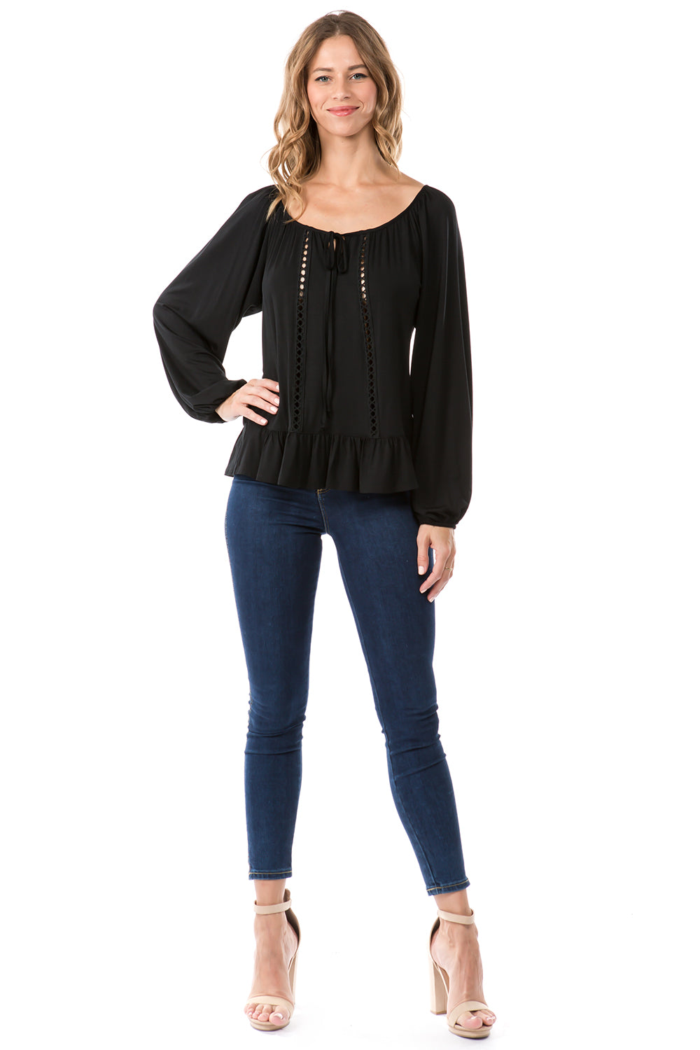 JAYNE LONG SLEEVE TOP (BLACK)- VT1180