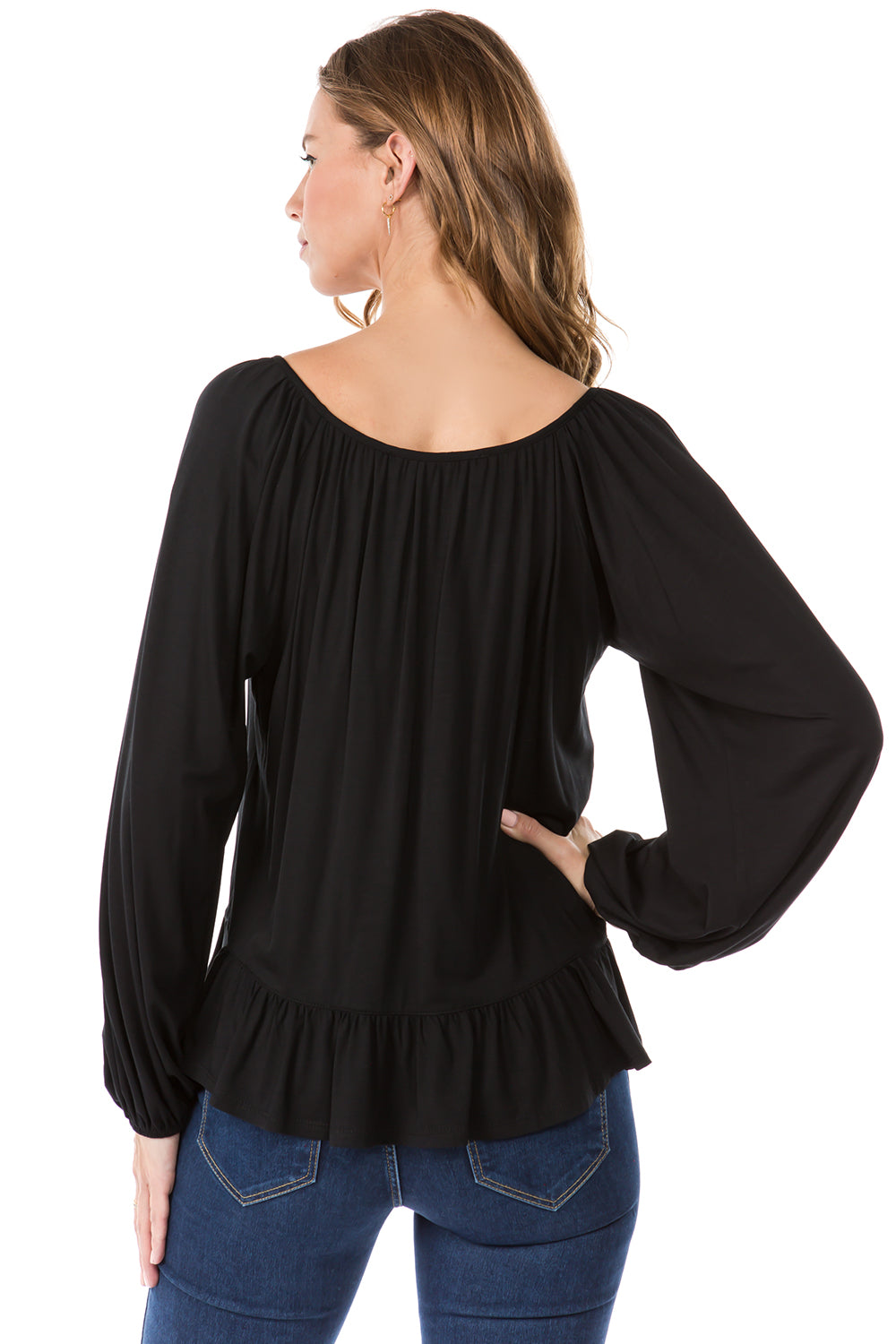 JAYNE LONG SLEEVE TOP (BLACK)- VT1180