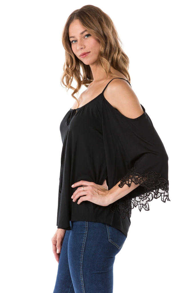 SHANTA OPEN SHOULDER TOP (BLACK)- VT1245