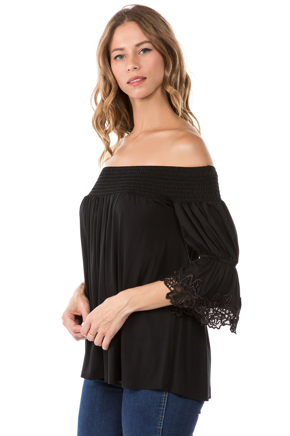 SHANTA OFF SHOULDER TOP (BLACK)- VT1247