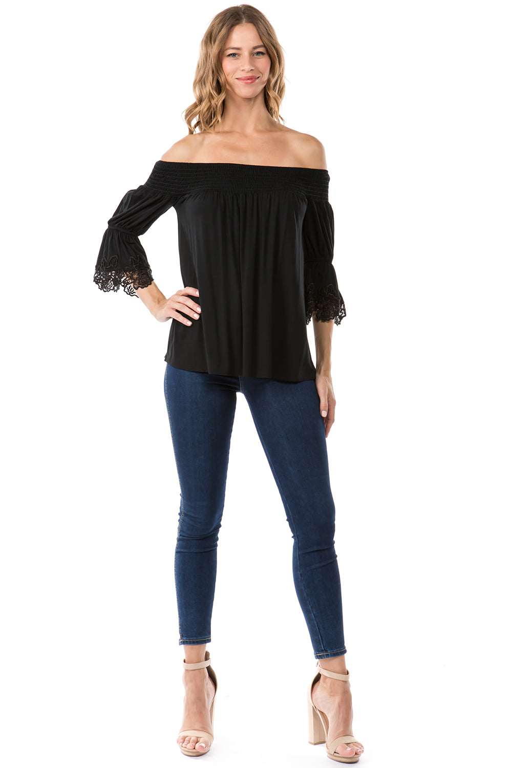 SHANTA OFF SHOULDER TOP (BLACK)- VT1247