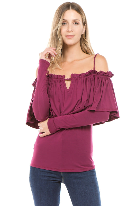 OHANNA OFF SH TOP (WINE)-VT1539