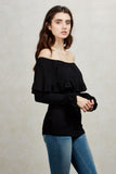 EDITA OFF THE SHOULDER TOP  (BLACK)-VT1566