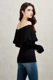 EDITA OFF THE SHOULDER TOP  (BLACK)-VT1566