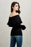 EDITA OFF THE SHOULDER TOP  (BLACK)-VT1566