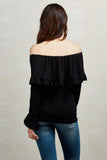 EDITA OFF THE SHOULDER TOP  (BLACK)-VT1566