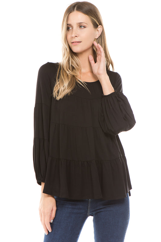 DARLINE LONG SLEEVE TOP (BLACK)-VT1603