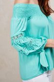 KARISSA OFF SHOULDER TOP (SEAFOAM)-VT1719
