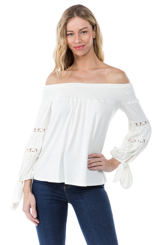 KARISSA OFF SHOULDER TOP (IVORY)-VT1719