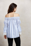 ENISSA OFF SHOULDER TOP (BLUE)-VT1803