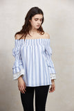 ENISSA OFF SHOULDER TOP (BLUE)-VT1803