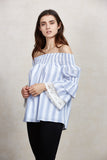 ENISSA OFF SHOULDER TOP (BLUE)-VT1803