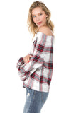 BUBBLY PLAID TOP (RED MULTI)-VT1856