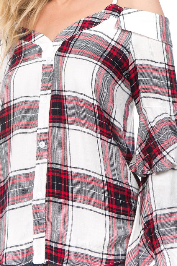 BUBBLY PLAID TOP (RED MULTI)-VT1856