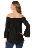 DAISY OFF SHOULDER TOP (BLACK)- VT1884