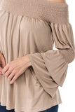 DAISY OFF SHOULDER TOP (MOCHA)- VT1884