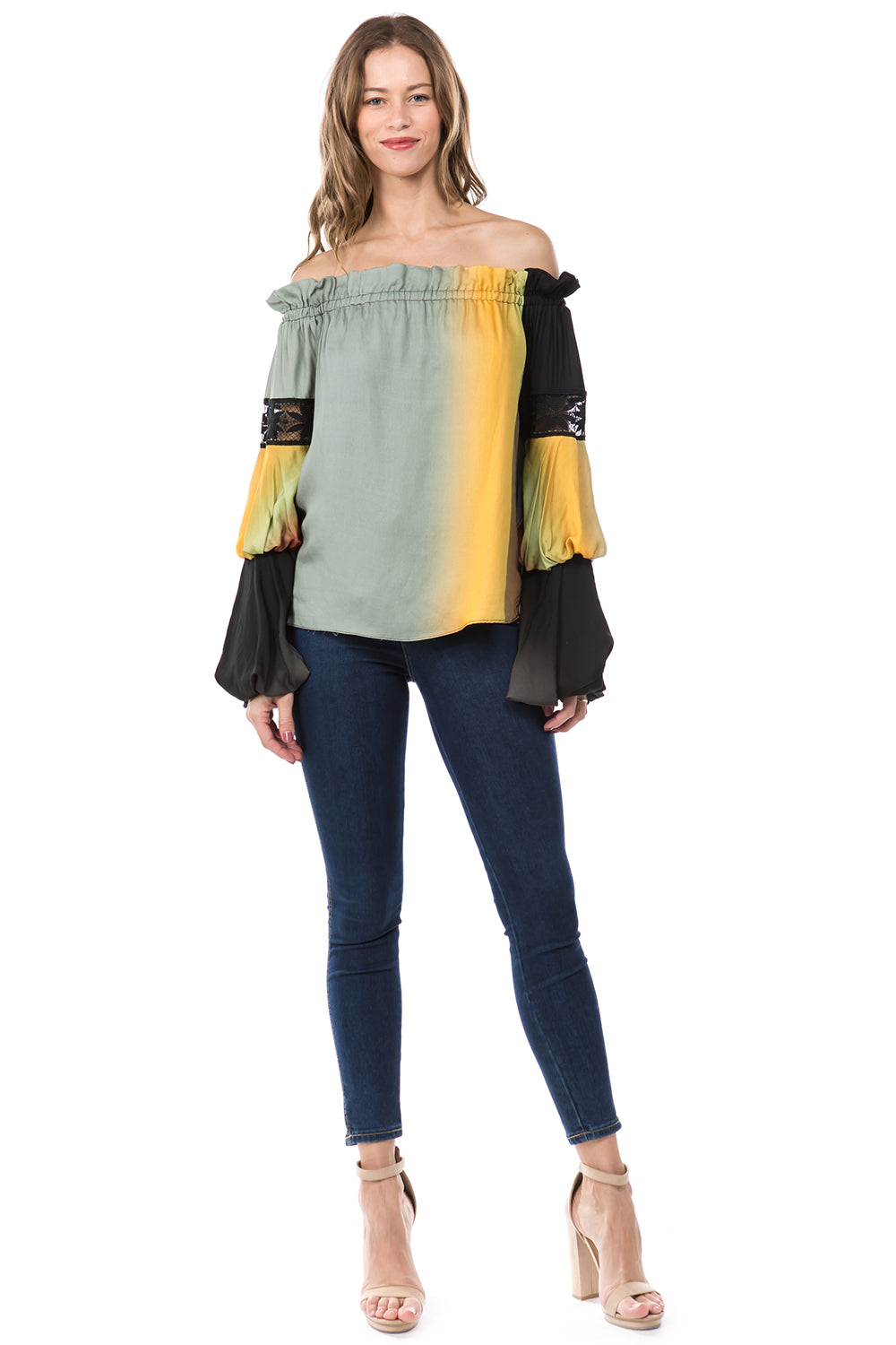 OMBRE OFF SHOULDER TOP (BLACK MULTI)- VT2141OM