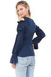 LEILANI OPEN SHOULDER WRAP TOP (Navy)- VT2191