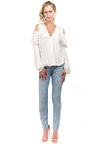 LEILANI OPEN SHOULDER TOP (OFF WHITE)- VT2194