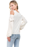LEILANI OPEN SHOULDER TOP (OFF WHITE)- VT2194