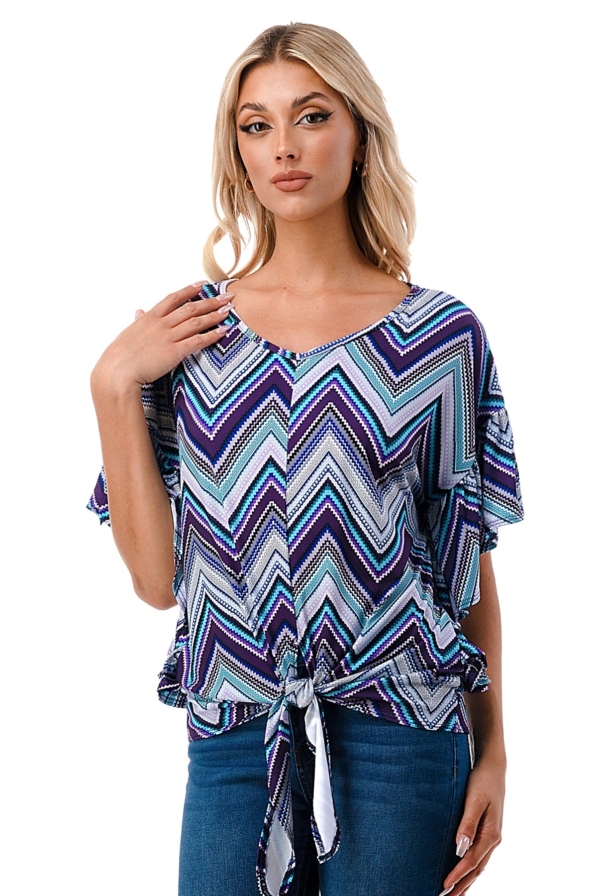 AYLA TOP (BLUE CHEVRON)- VT2208