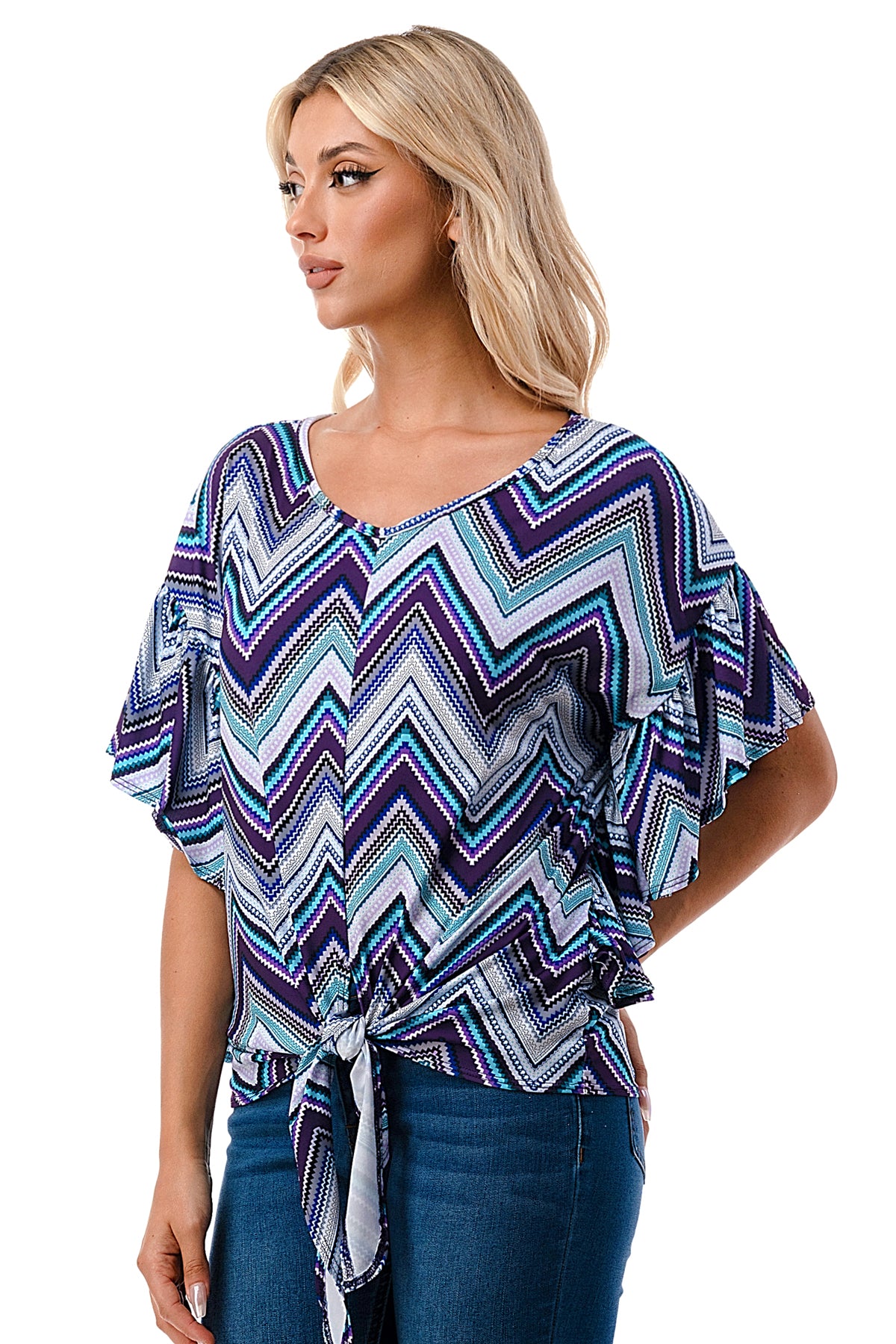 AYLA TOP (BLUE CHEVRON)- VT2208
