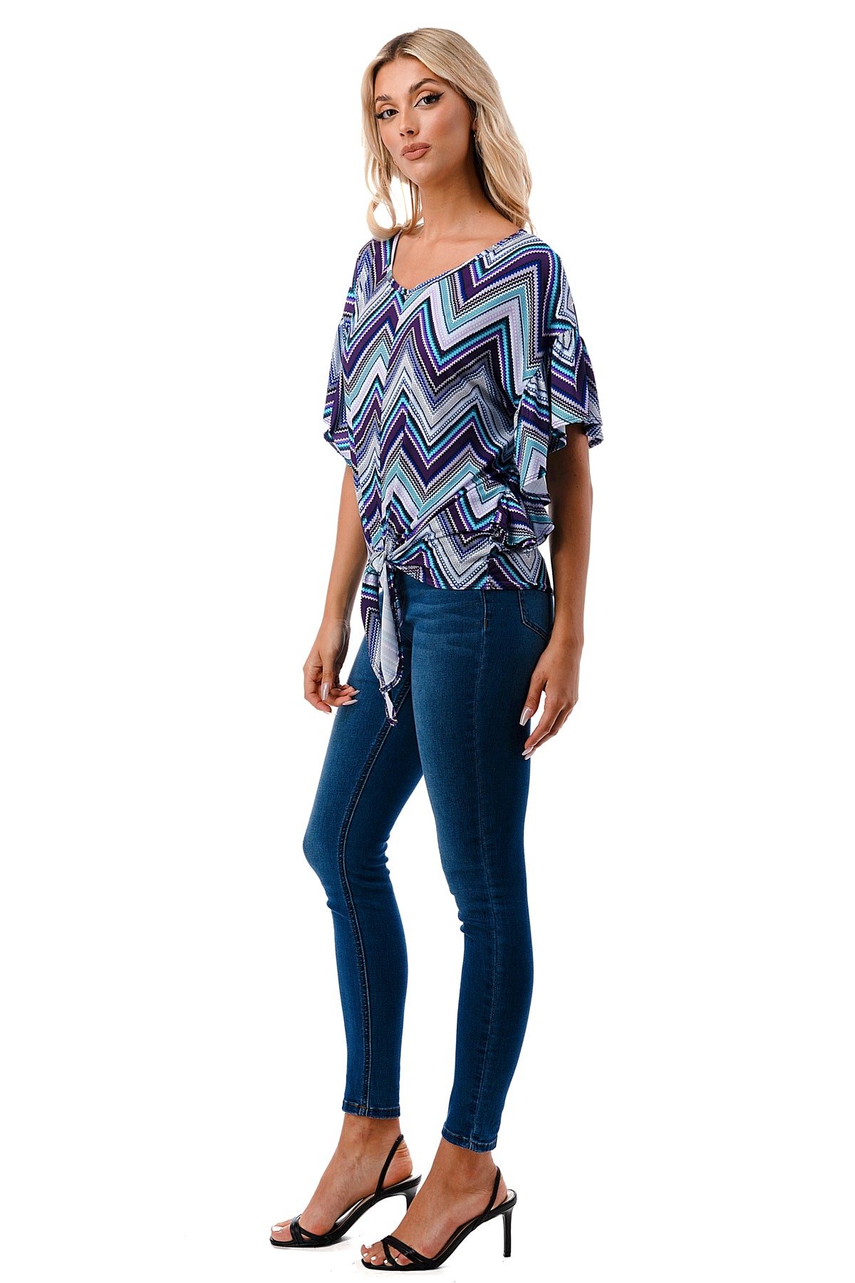 AYLA TOP (BLUE CHEVRON)- VT2208