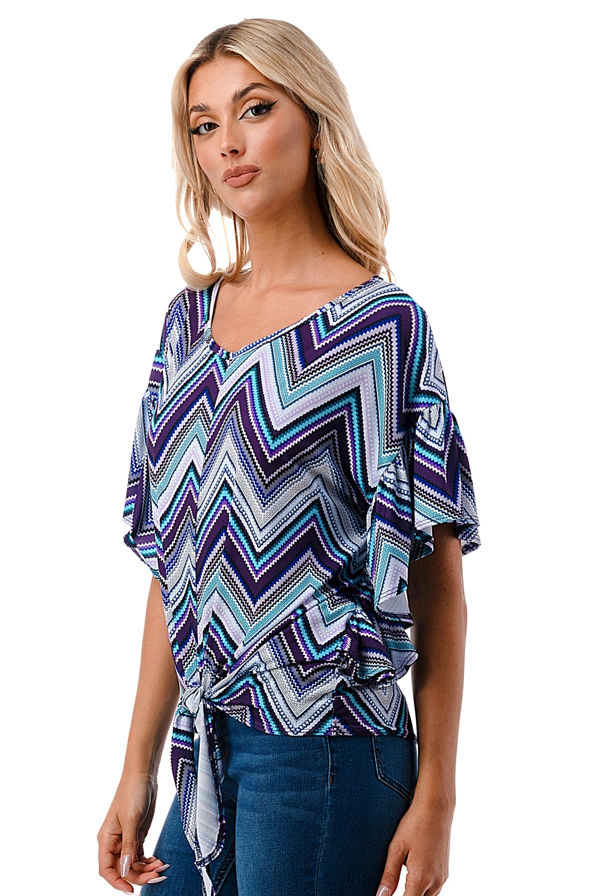 AYLA TOP (BLUE CHEVRON)- VT2208