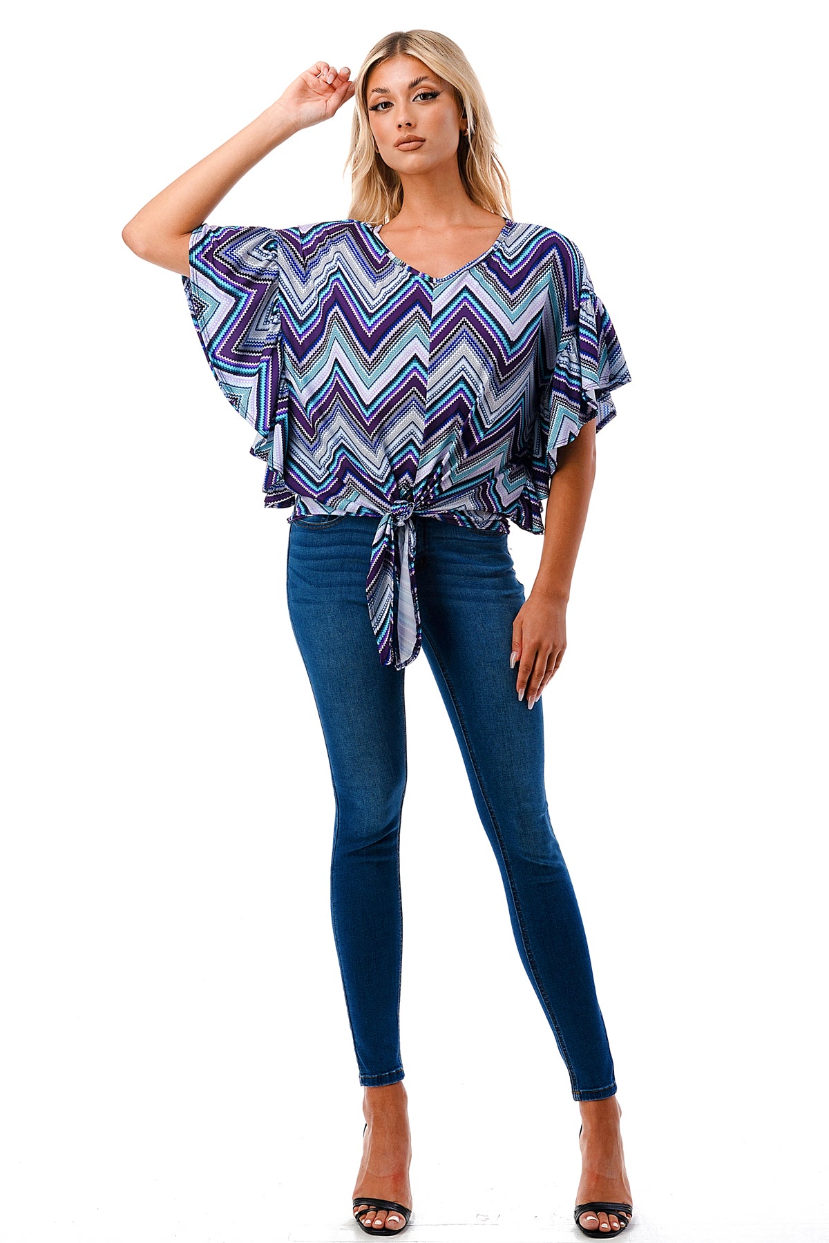 AYLA TOP (BLUE CHEVRON)- VT2208