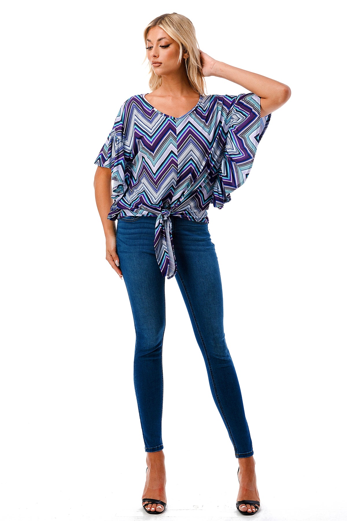 AYLA TOP (BLUE CHEVRON)- VT2208