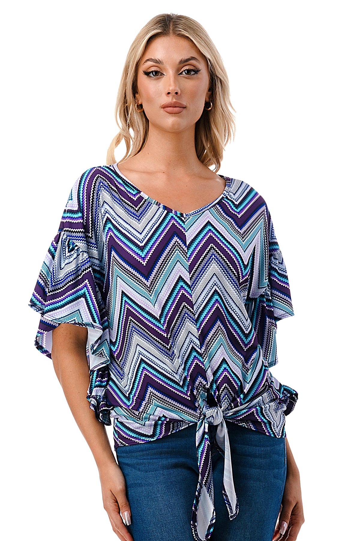 AYLA TOP (BLUE CHEVRON)- VT2208