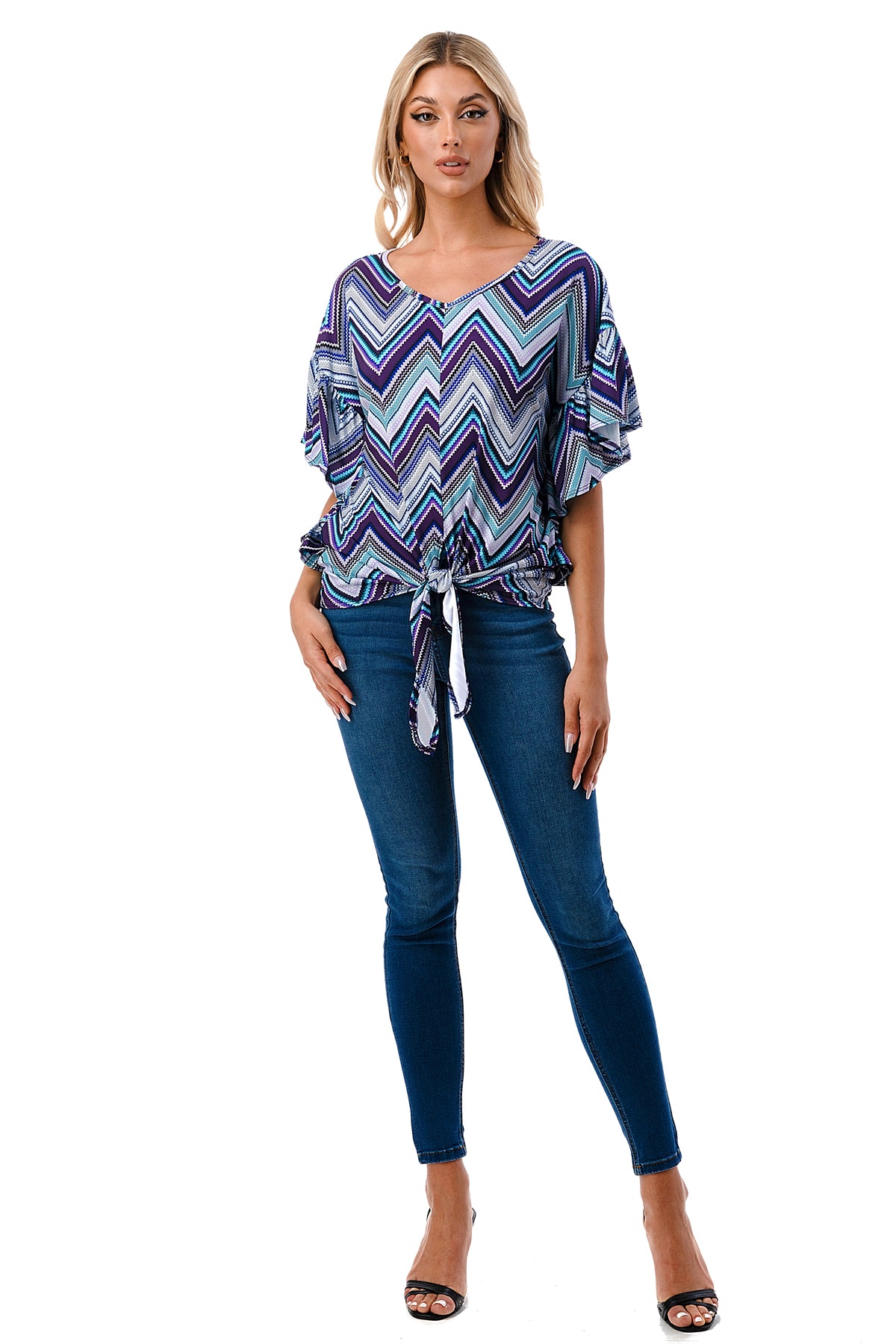 AYLA TOP (BLUE CHEVRON)- VT2208