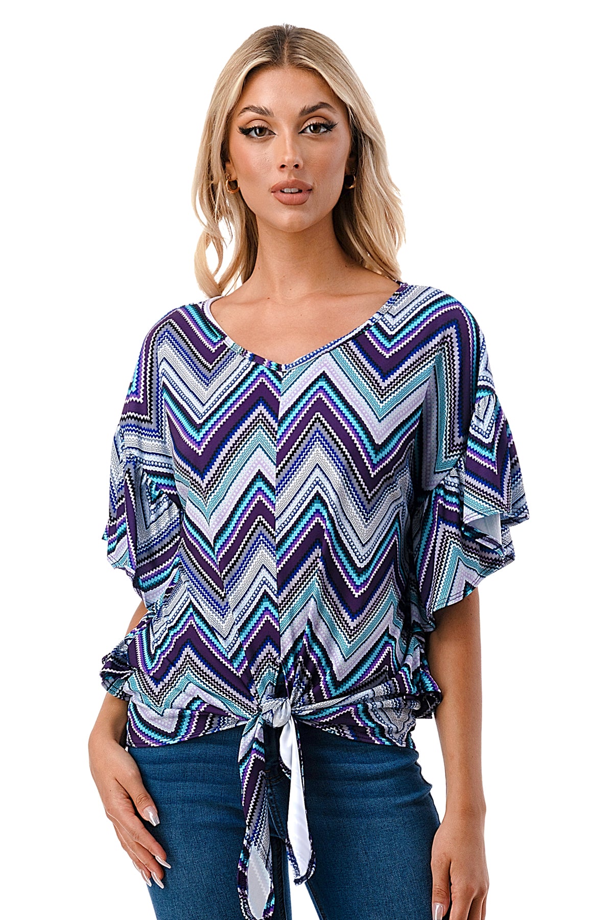 AYLA TOP (BLUE CHEVRON)- VT2208