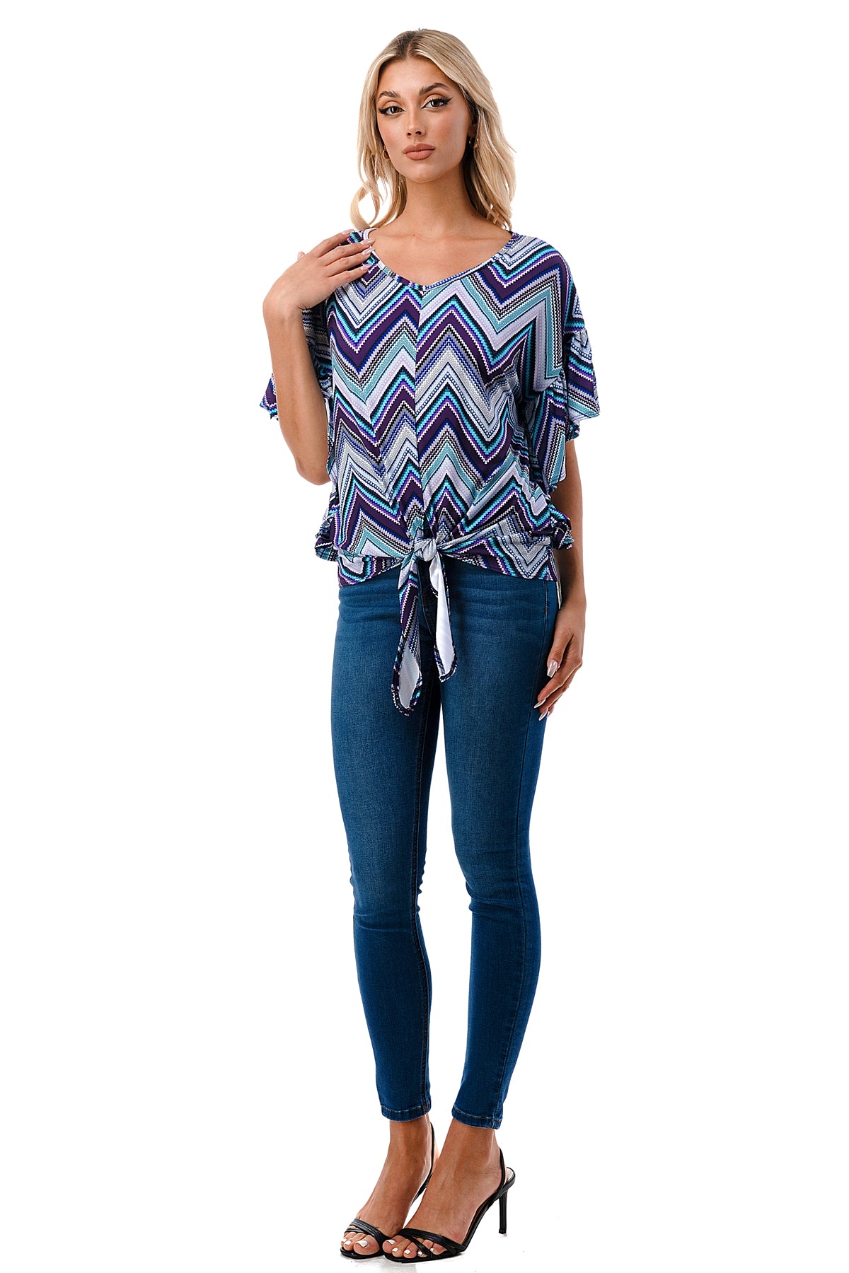 AYLA TOP (BLUE CHEVRON)- VT2208