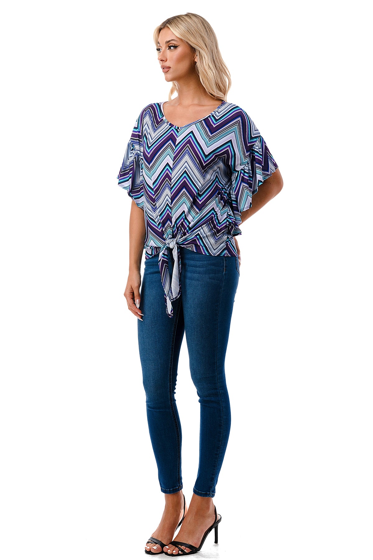 AYLA TOP (BLUE CHEVRON)- VT2208
