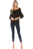 ESTRELLA BUBBLE SLEEVE TOP (Black)- VT2267