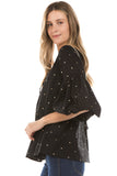 ESTRELLA BUBBLE SLEEVE TOP (Black)- VT2267