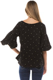 ESTRELLA BUBBLE SLEEVE TOP (Black)- VT2267