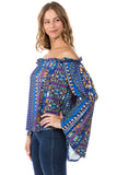 LUCCA BELL SLEEVE TOP (NAVY MULTI)- VT2274-LUCCA