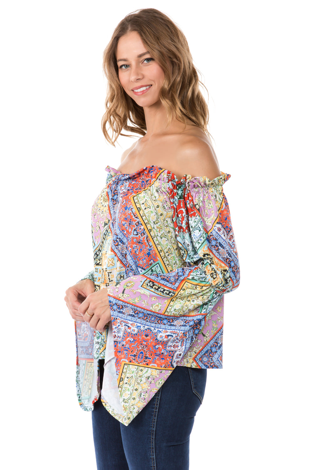 MONICA BELL SLEEVE TOP (PINK MULTI)- VT2274