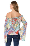 MONICA BELL SLEEVE TOP (PINK MULTI)- VT2274