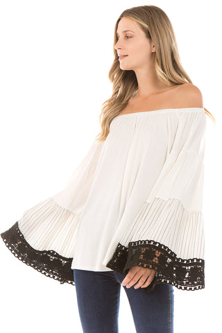 LYDIA BELL SLEEVE TOP (Ivory)- VT2289
