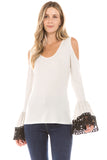 LYDIA BELL SLEEVE TOP (Ivory)- VT2290