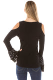 LYDIA BELL SLEEVE TOP (Black)- VT2290