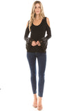 LYDIA BELL SLEEVE TOP (Black)- VT2290