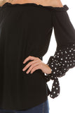 CLARA BUBBLE SLEEVE TOP (BLACK)- VT2292