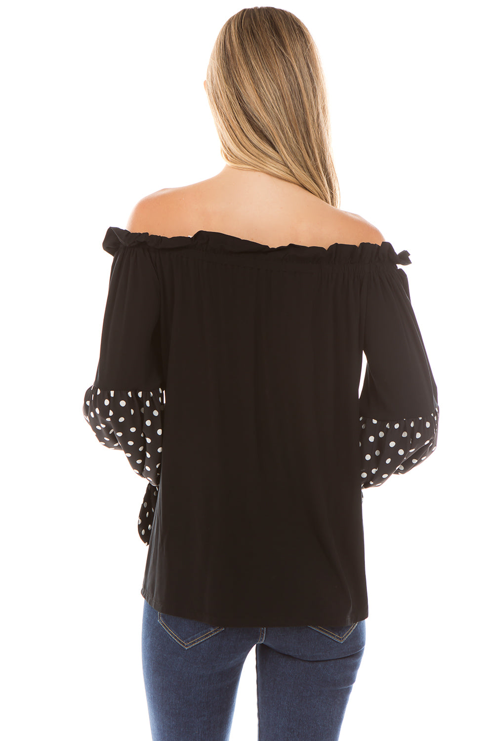 CLARA BUBBLE SLEEVE TOP (BLACK)- VT2292