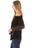 CLARA BUBBLE SLEEVE TOP (BLACK)- VT2292