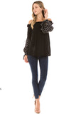 CLARA BUBBLE SLEEVE TOP (BLACK)- VT2292
