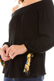 KAIA OFF SHOULDER TOP (BLACK)- VT2297